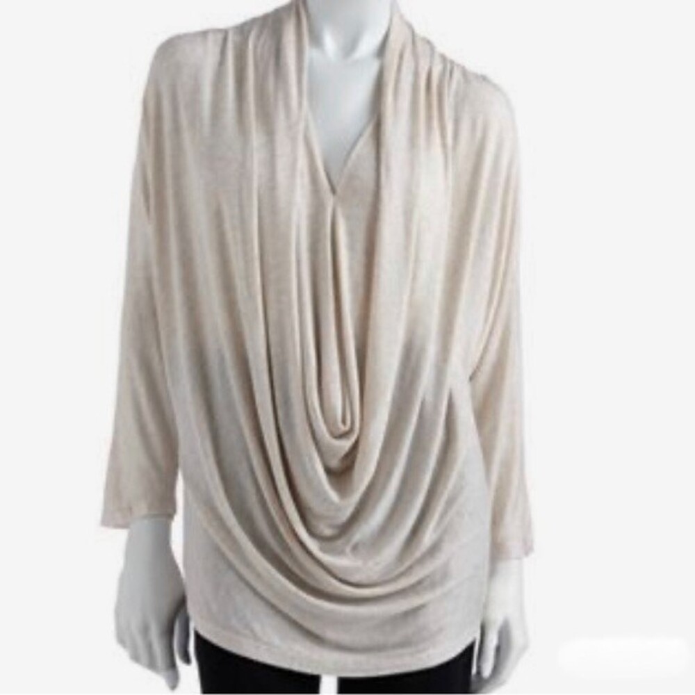 Jennifer Lopez draped beige blouse size xs